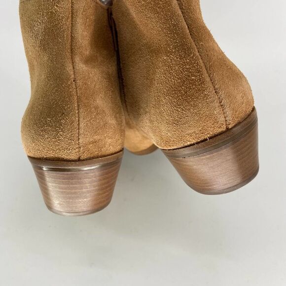 Jack Rogers Tan Suede Round Toe Chunky Low Heeled Ankle Bootie Womens 11 - Picture 7 of 9